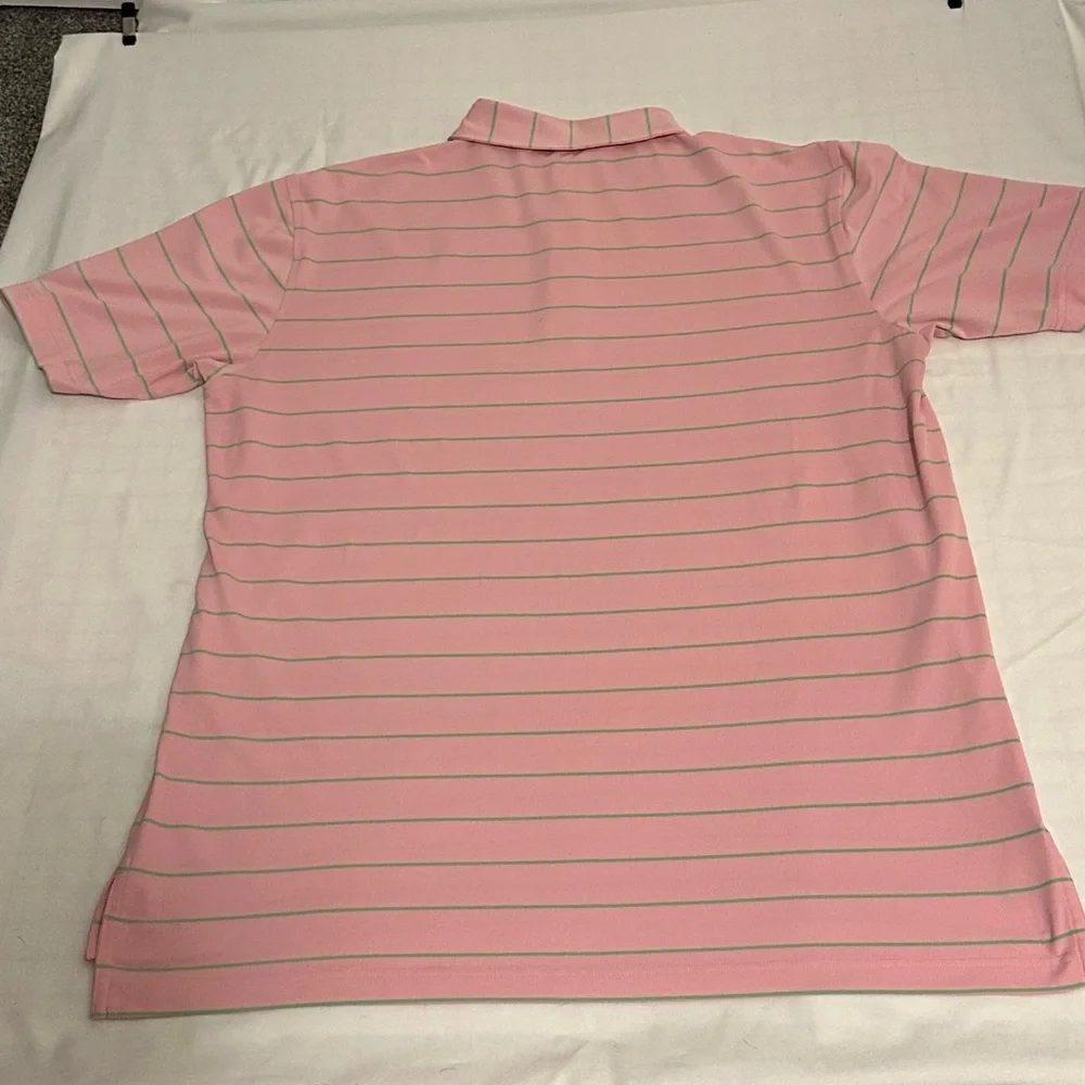 Peter Millar Summer Comfort Men’s Large Pink and Green Polo Shirt - Picture 2 of 5